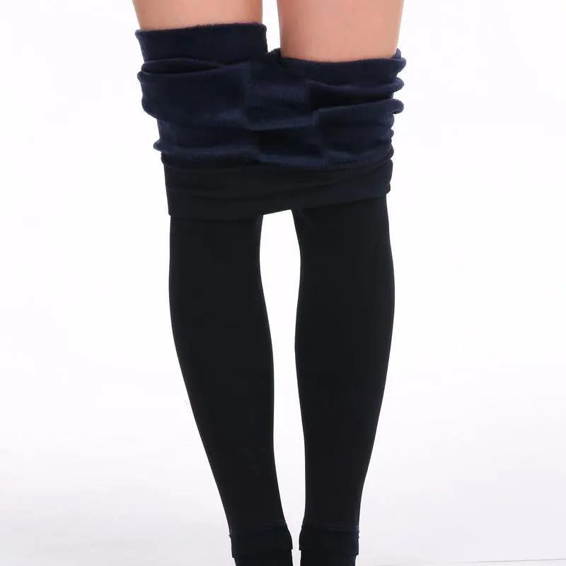 Damen Winter-Leggings mit hohem Bund aus Perlsamt, gefüttert, Übergröße, mit Steg, pillingfrei, für Outdoor-Bekleidung.