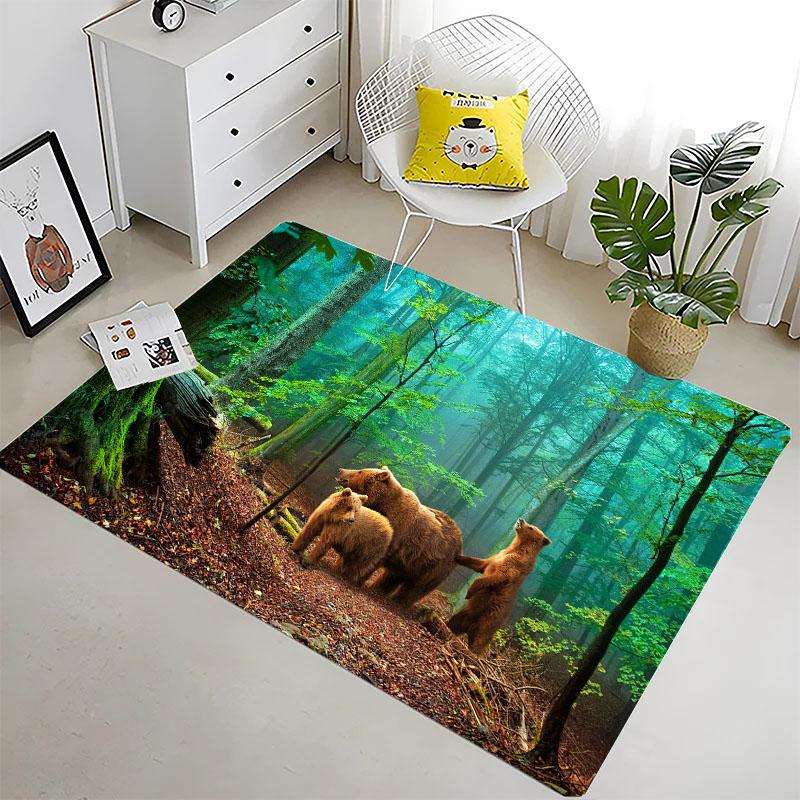 

Bears 3D Printing Long Strip Carpet Anti-slip Soft Area Rug for Bedroom Living Room Hallway Home Kitchen Decoration 40x60cm (16x24in)