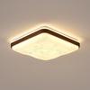Zen Song Dynasty Walnut Solid Wood Ceiling Light with Fabric Shade