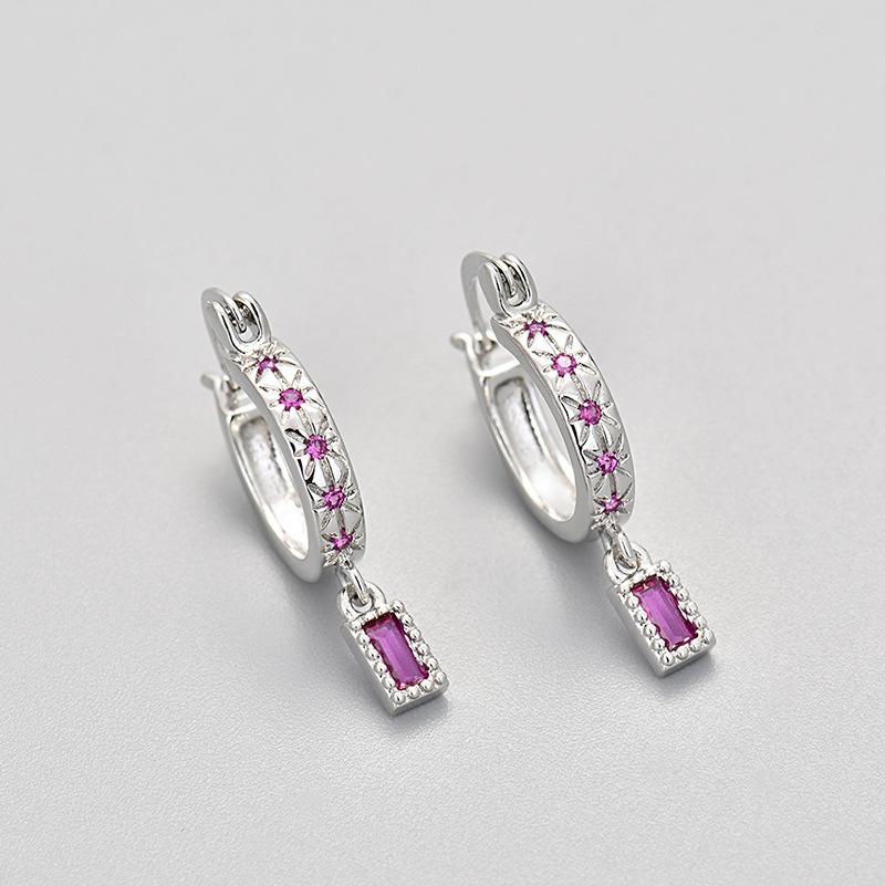 Fashion Colorful Zircon Square Huggie Earrings For Women Elegant Drop Ear Studs Jewelry Accessories