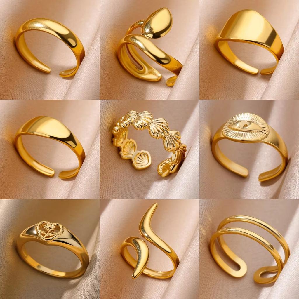 Popular Simple Ring Geometric Lines Popular Opening Adjustable Smooth Flat Plain Ring