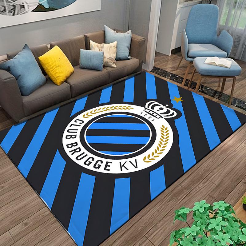"Club Brugge KV Logo Black Blue Striped Pattern Carpet Rug Design" Suitable for Use As an Anti-slip for Living Room Bedroom Sofas