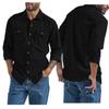 Men's Summer Solid Color Lapel Long Sleeved Shirt Men's Casual Fashion Long Sleeved Shirt