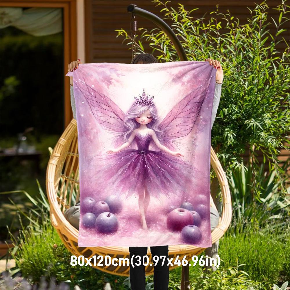 

1PC fairy, applesOutdoor Flannel Blanket - Soft Plush Decor for Picnics, camping, Bedroom, Playroom, Office, or Lunch Break 1235A 80x120cm(31x47inch)