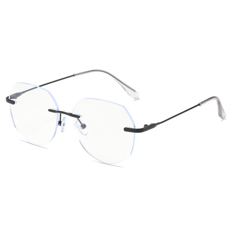 Chic Square Frameless Anti-Blue Light Glasses for Women - Metal Retro Eyewear