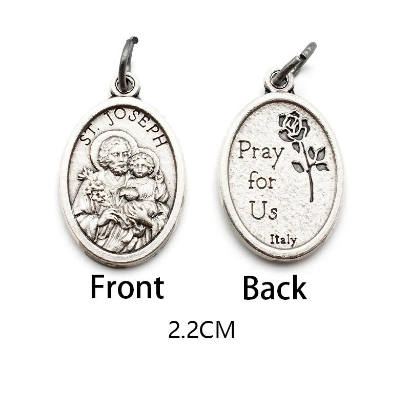 Breloques métalliques réversibles pour colliers, bracelets, accessoires de bricolage, grande médaille ovale de saint pour tout type de chaîne ou de collier, bijoux chrétiens