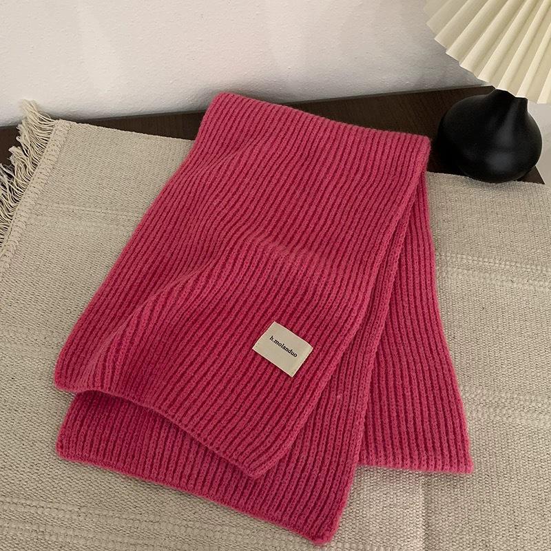 Korean Style Versatile Knitted Scarf for Women - Green, Blue, Red, Warm & Stylish for Autumn/Winter