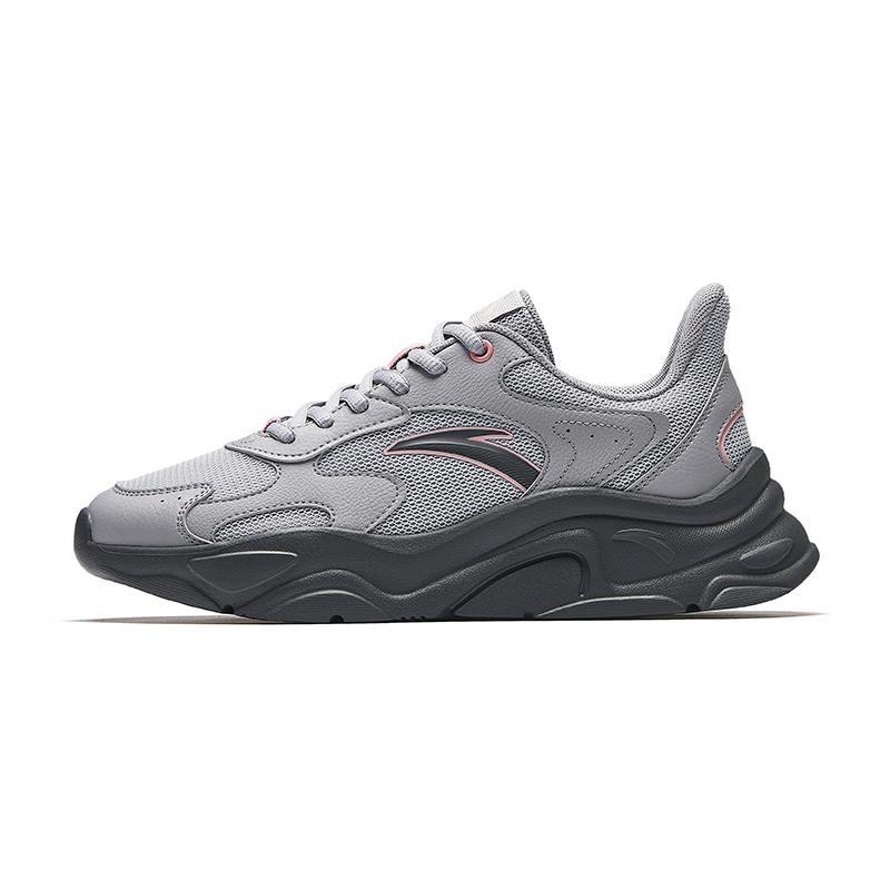 Anta Mini Millennium women low-top casual shoes gray pink 2026 summer thick sole synthetic leather fabric rubber 922638811-5 35.5