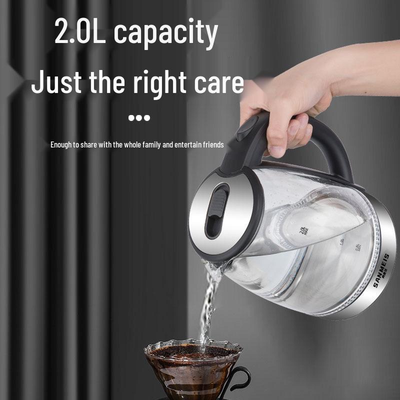 Large Capacity Transparent Electric Kettle with High-Temperature Resistance and Auto Power-Off