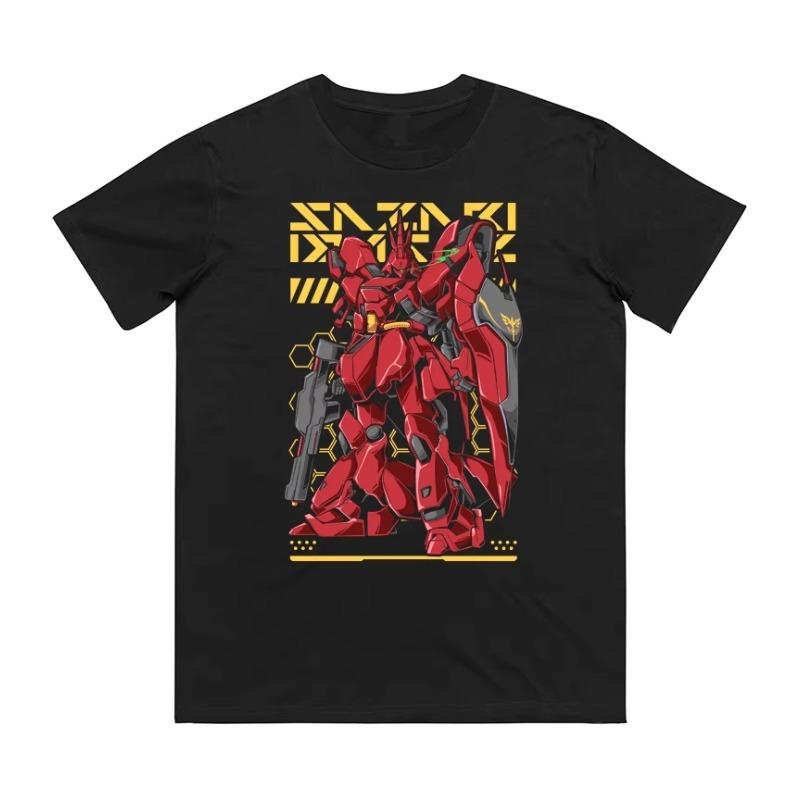 Vintage Washed Gundam Sazabi Mecha Anime Manga Graphic Print Y2K Retro Aesthetic Unisex Fan Gift Graphic T-shirt Men Women Printed Tee Summer Casual
