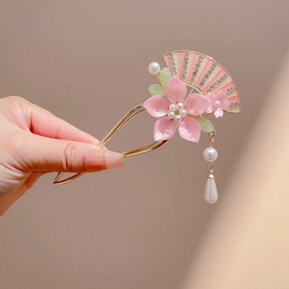 Classical Pearl Tassel Hair Stick Vintage Chinese Hair Clip Butterfly Flowers Hairpin Daily Wear