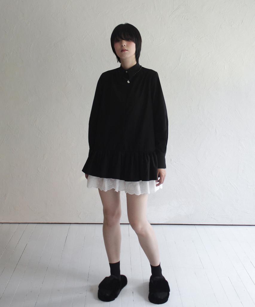 Rubati Ruffle Shirt Mini Dress_Black