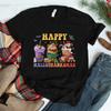 Coffee Halloween Thanksgiving Christmas Happy Hallothanksmas T-shirt Size S-5XL