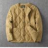 Autumn Winter Men's Cotton Jacket Vintage Thick Warm Solid Geometric Pattern Overcoat Casual Long Sleeve Coats