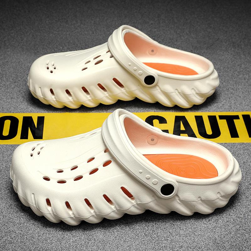 

Baotou slippers men wear thick-soled non-slip beach hole shoes in summer men s outdoor sports coconut sandals dual-purpose 45