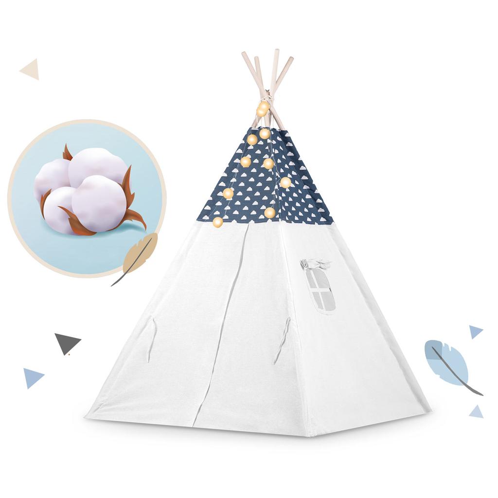Tenda teepee per bambini Nukido con luci - Blu Navy