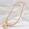 High Quality Maillard Brown Gradual Change Smile Artificial Crystal Pearl Necklace Neck Chain Pendant