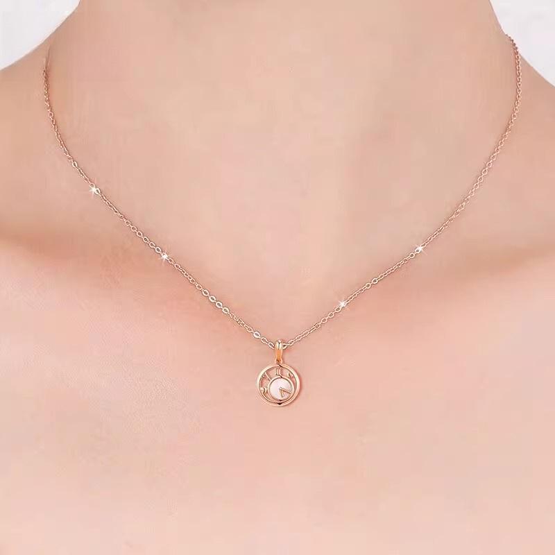Women's 925 Silver Time Necklace Pendant - Fashionable Clavicle Chain Jewelry Christmas Gift for Girlfriend or Wife