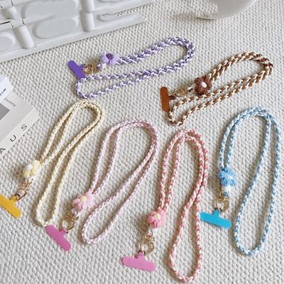Rainbow Color Phone Woven Chain Phone Charm Crossbody Lanyard Cell Phone Strap  Hanging Ornament
