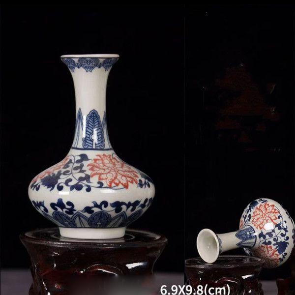 Enamel Flower Vase Decoration New Chinese Retro TV Cabinet Decoration Ceramic Minimalist Chinese Flower Arrangement Vase ZF517