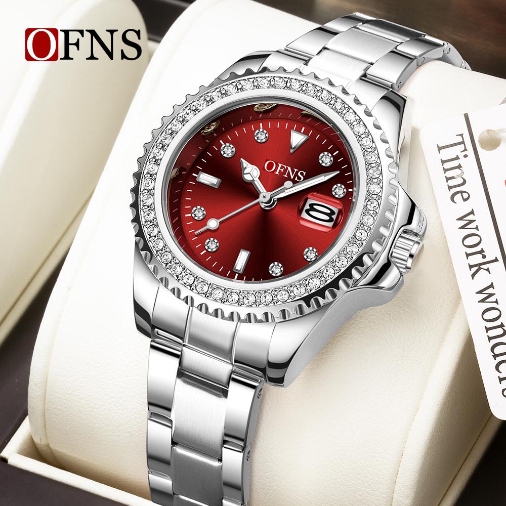 Women's Quartz Watch Simple Diamond Inlaid Waterproof Luminous Calendar Three Needle Business Fashion Women's Watch