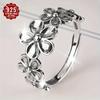 sterling silver elegant flower adjustable ring, easy to wear and versatile index finger jewelry, suitable for women