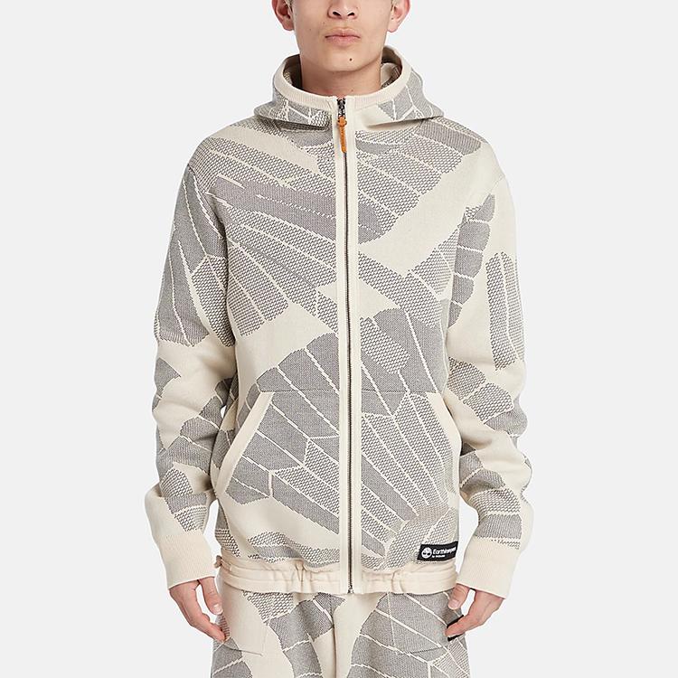 Timberland Striped Print Hooded Long Sleeve Jacket Unisex Jackets Gray A6BNA-DP9
