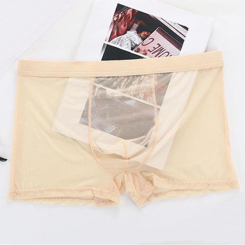 Heren Ice Silk Mesh Vierkante Pijp Slip - Transparant, Sexy, Grote Maten