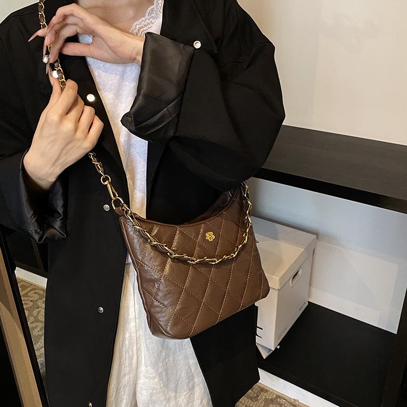 Rhombus chain bag women's 2025 new trendy fashion retro underarm bag niche texture shoulder bag messenger bag