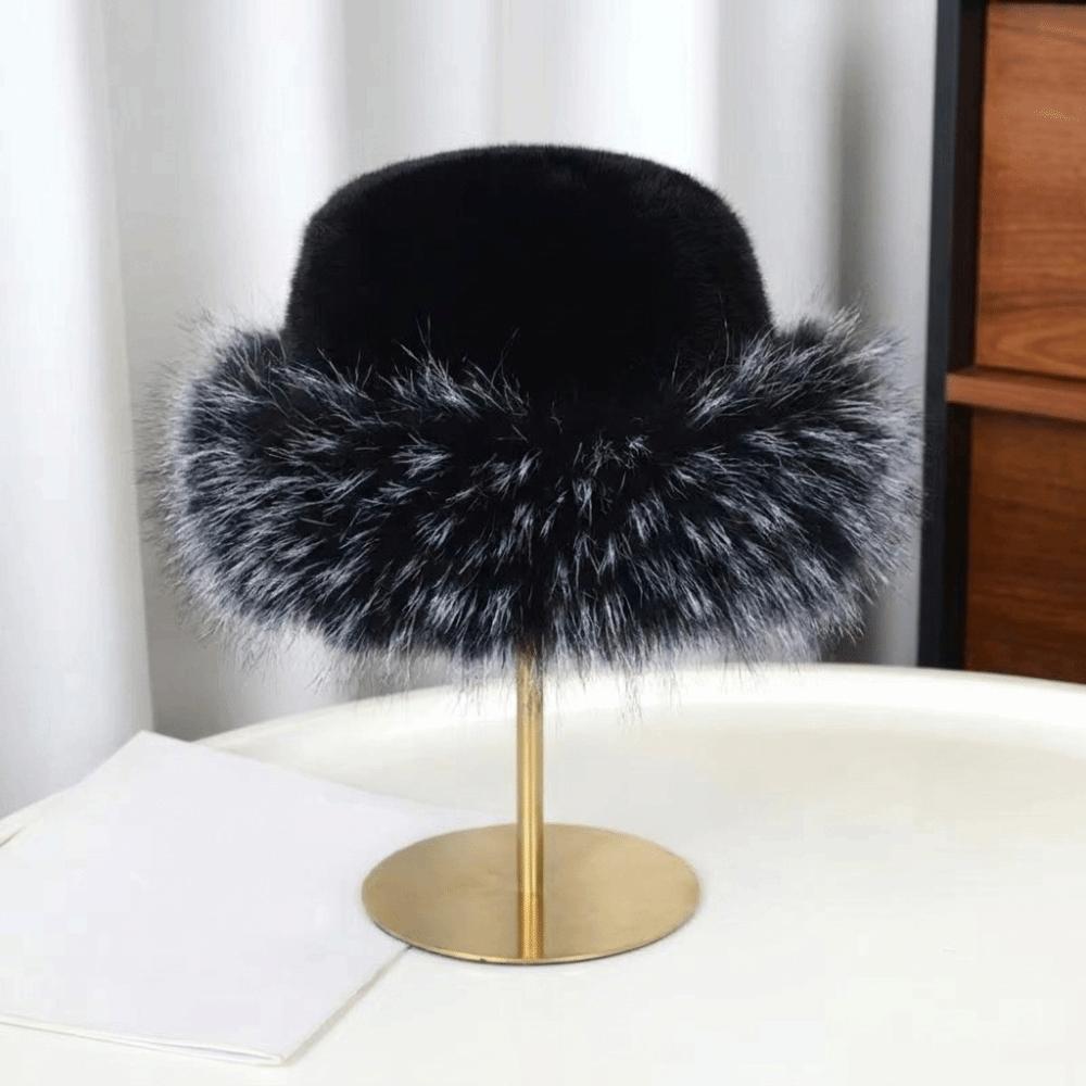 Warm Mink Fur Fisherman Hat Korean Style Fluffy Warm Hat Simple Plush Bucket Hat Ski