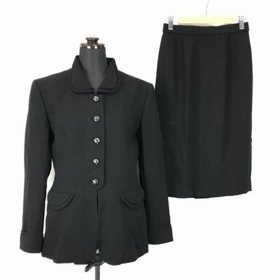 Jujin Plaza / Zestaw dwuczęściowy / Garnitur ze spódnicą do połowy łydki [Damski 40 / L / Czarny] Formalna marynarka z pełną podszewką(UŻYWANY)