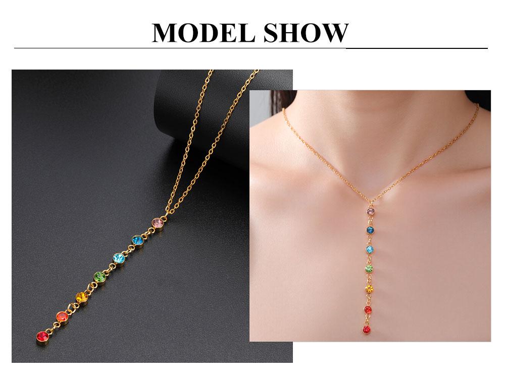 Cazador Stainless Steel 7 Chakra Rhinestones Necklaces for Women 2026 Yoga Meditation Jewelry Necklaces Birthday Gift 2026 New