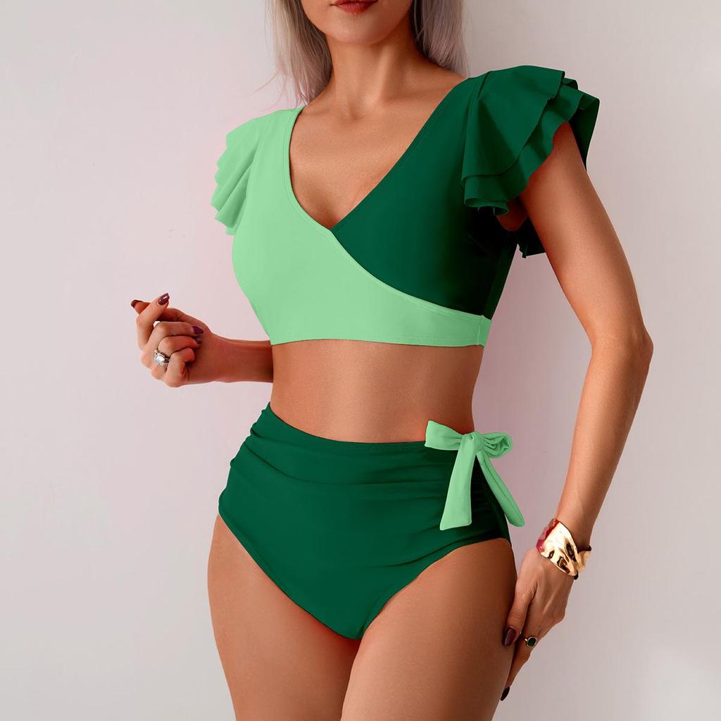 Vintage Strandurlaub Badeanzug Sexy Bikini Split Badeanzug Damen High Waist Bademode Badeanzüge Feine Nähte in verschiedenen Farben Strandmode