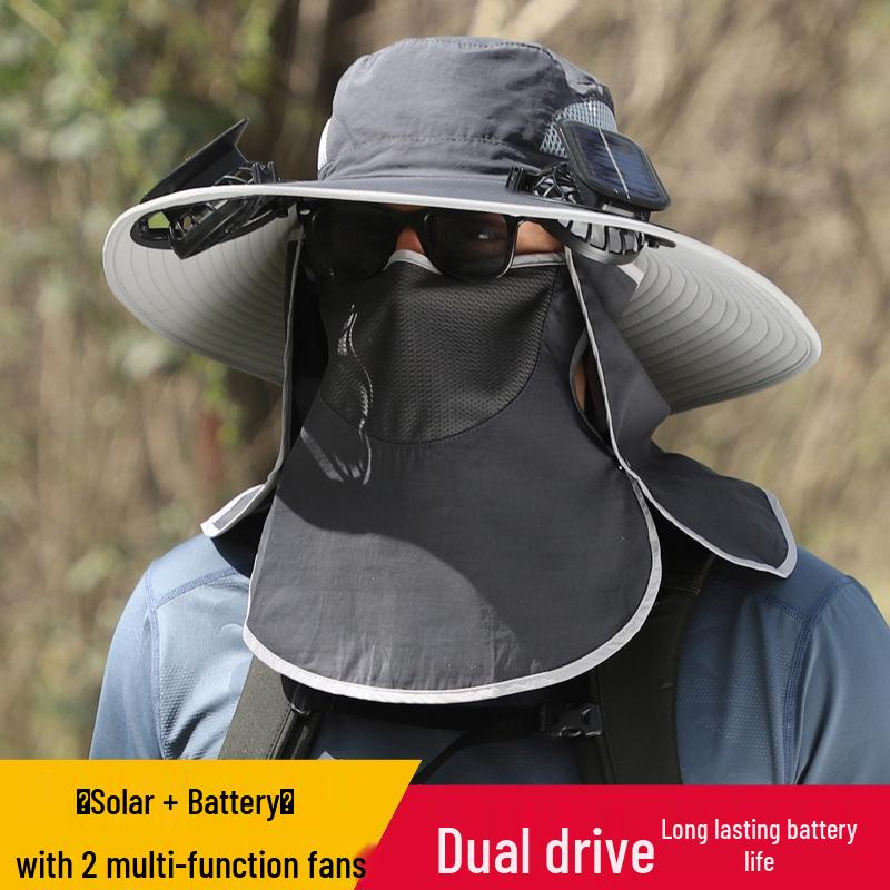 Men's Solar-Powered Cooling Hat with Detachable Fan for Outdoor Work