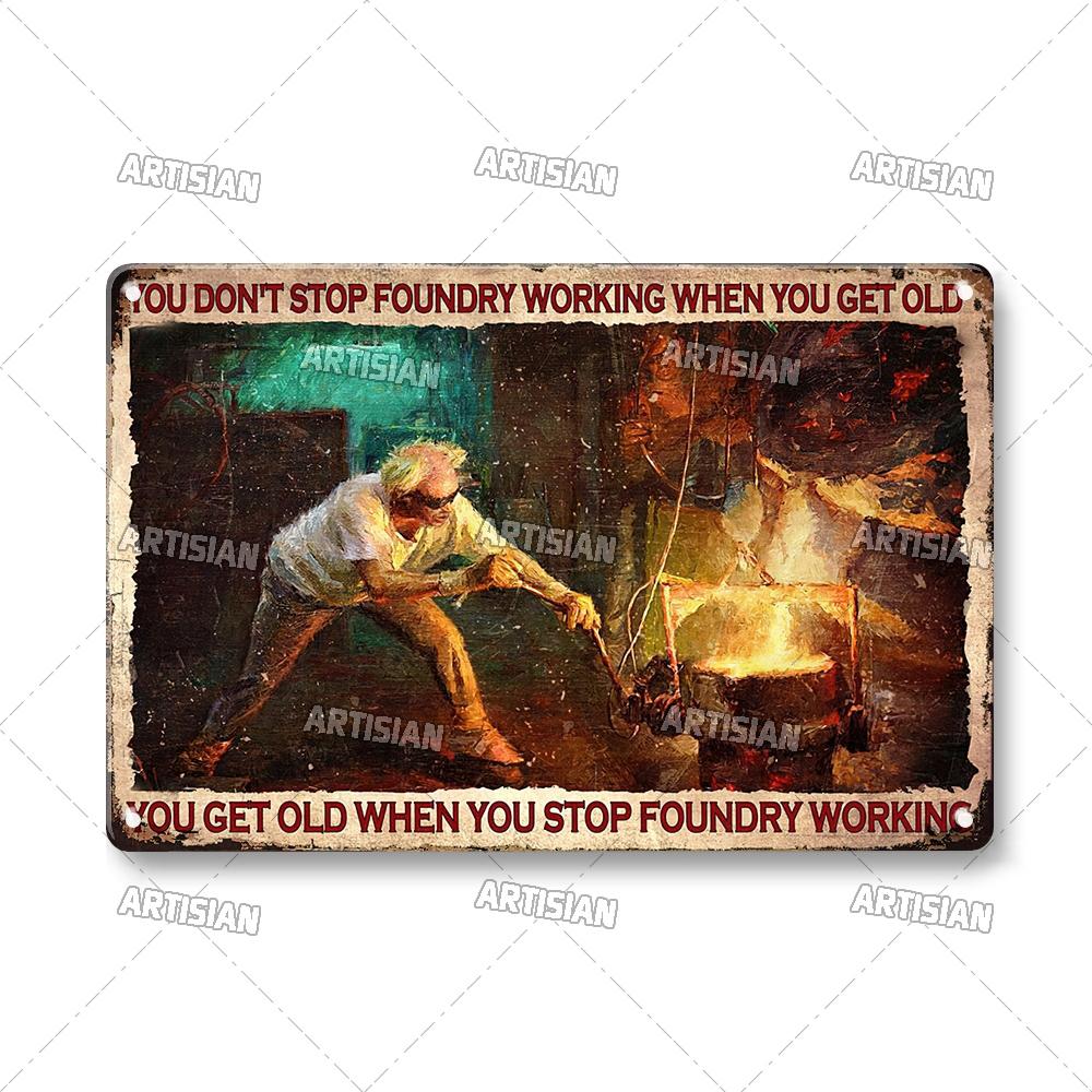 Artisian Job Work Metal Plaque Shoemaker Tin Sign Barista Hairstylist Luthier Painter Chef Decorative PlateWall Decor Garage Bar