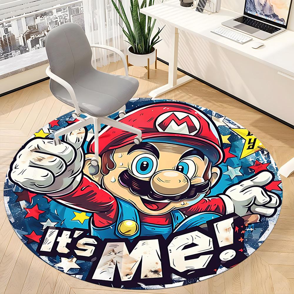 1pc Mario Adventure Office Round Area Rug, Under Office Chairs Bedroom Living Room Home Decor A0926054