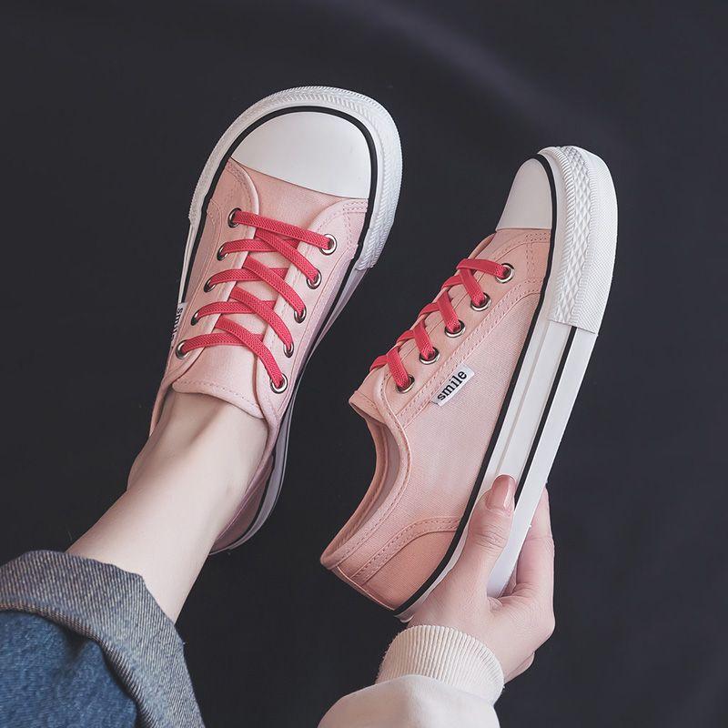 

Летние белые туфли с тонкой резинкой для женщин, новые дышащие кроссовки с большой головой, женские парусиновые туфли на толстой подошве для женщин 35 розовый