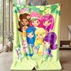 Strawberry Princess cartoonPrinted Flannel Blanket Cozy Skin-Friendly Warm Throw for Couch Bed Indoor Daily Use