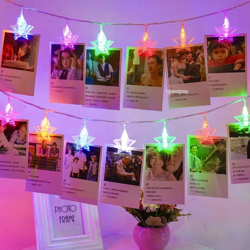 LED Heart Clip String Lights for Photos - Colorful Christmas Decoration