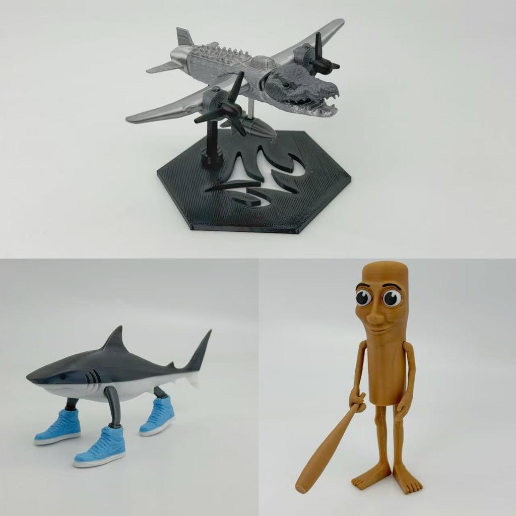 Tung Tung Sahur 3D Printed Figure Toy Shark Tralalero Tralala Doll Decoration Gift for Kids and Collectors