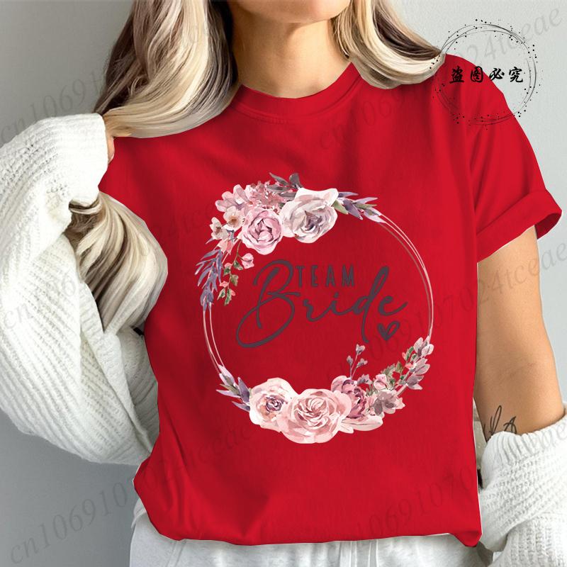 Bridal Graphic T Shirt for Women T Shirt Bride Team Tshirt Bride To Be Fashion T Shirt Women Bachelorette Party TShirt Tops T01