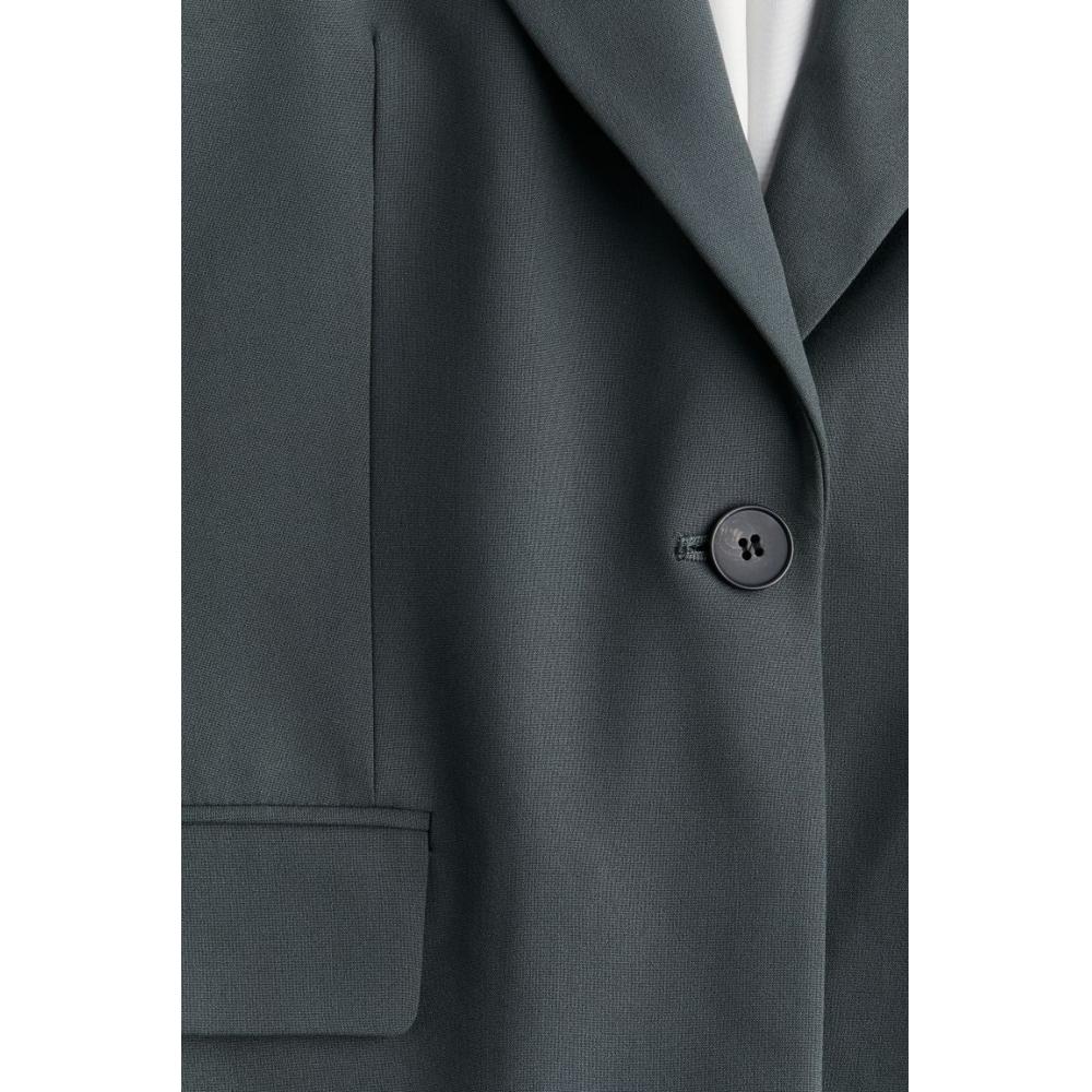 

H M Single Breasted Jacket Dark Grey Green