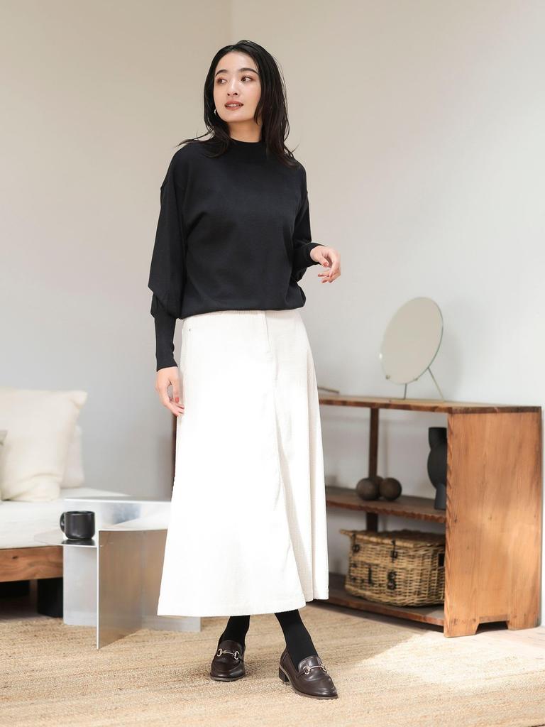 Beams Heart Corduroy Flared Size S Women's Skirt, LT.BEIGE,