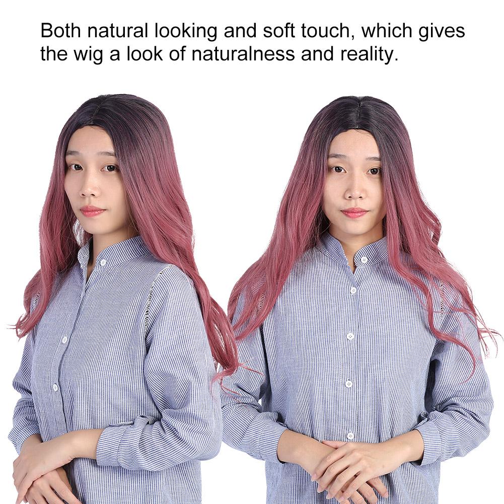 Women s Wig Long Pink Wavy Synthetic Hair Heat Resistant Cosplay Curly Wig