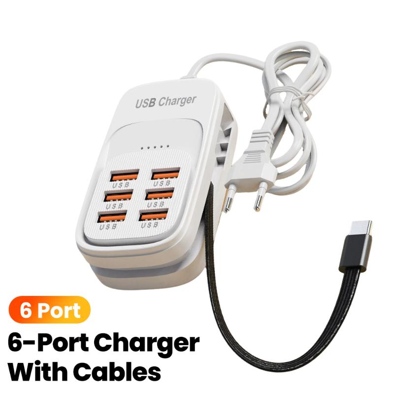 3PD 3USB 6 in 1 Desktop Fast Charging Station Multi Port USB Power Strip for Home Office Travel Phone Laptop Charging