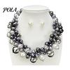 V-neck Accessory Necklace 1 Set Chunky Faux Pearl Jewelry, Beaded Choker And Large Earrings, Metallic for Women Dinner Parties Wedding