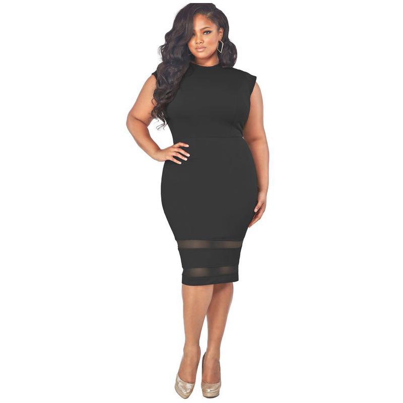 Plus Size Women's Sexy Short-Sleeve Mesh Patchwork Dress