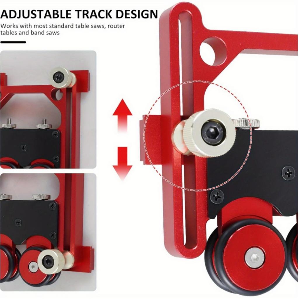 Stock Guide Roller Aluminum Alloy One-Way Table Saw Feeding Guide Roller Adjustable Thin Rip Jig Anti-Rebound Feather Board Tool