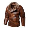 Winter velvet PU men's leather jacket men's European and American large size fur integrated men's leather jacket