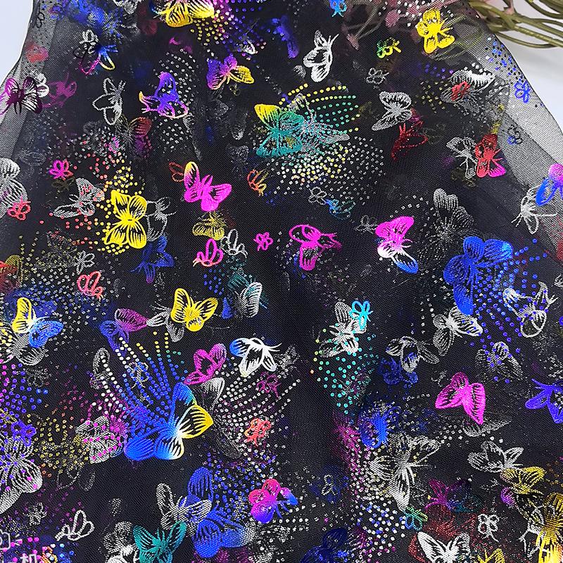 Seven-Color Hot Stamping Butterfly Mesh Fabric for Wedding Dresses, Evening Gowns, DIY Crafts, Women's and Children's Apparel Accessories